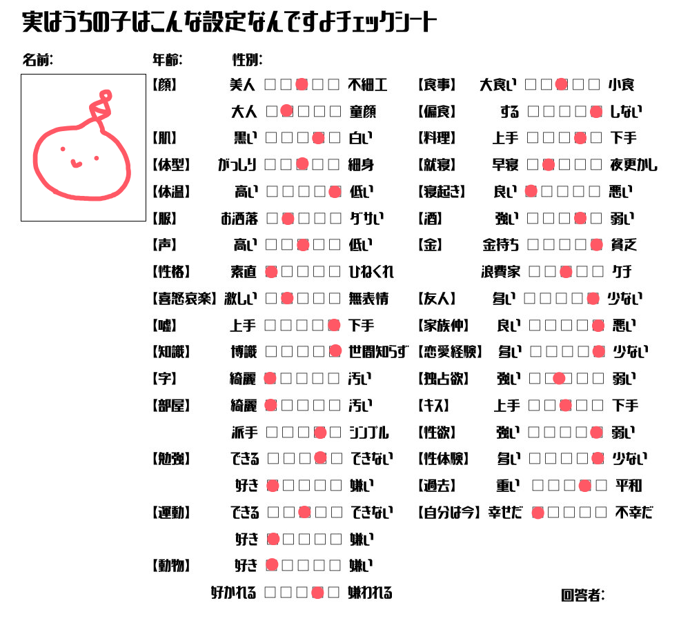 ツヅラ設定チェックシート